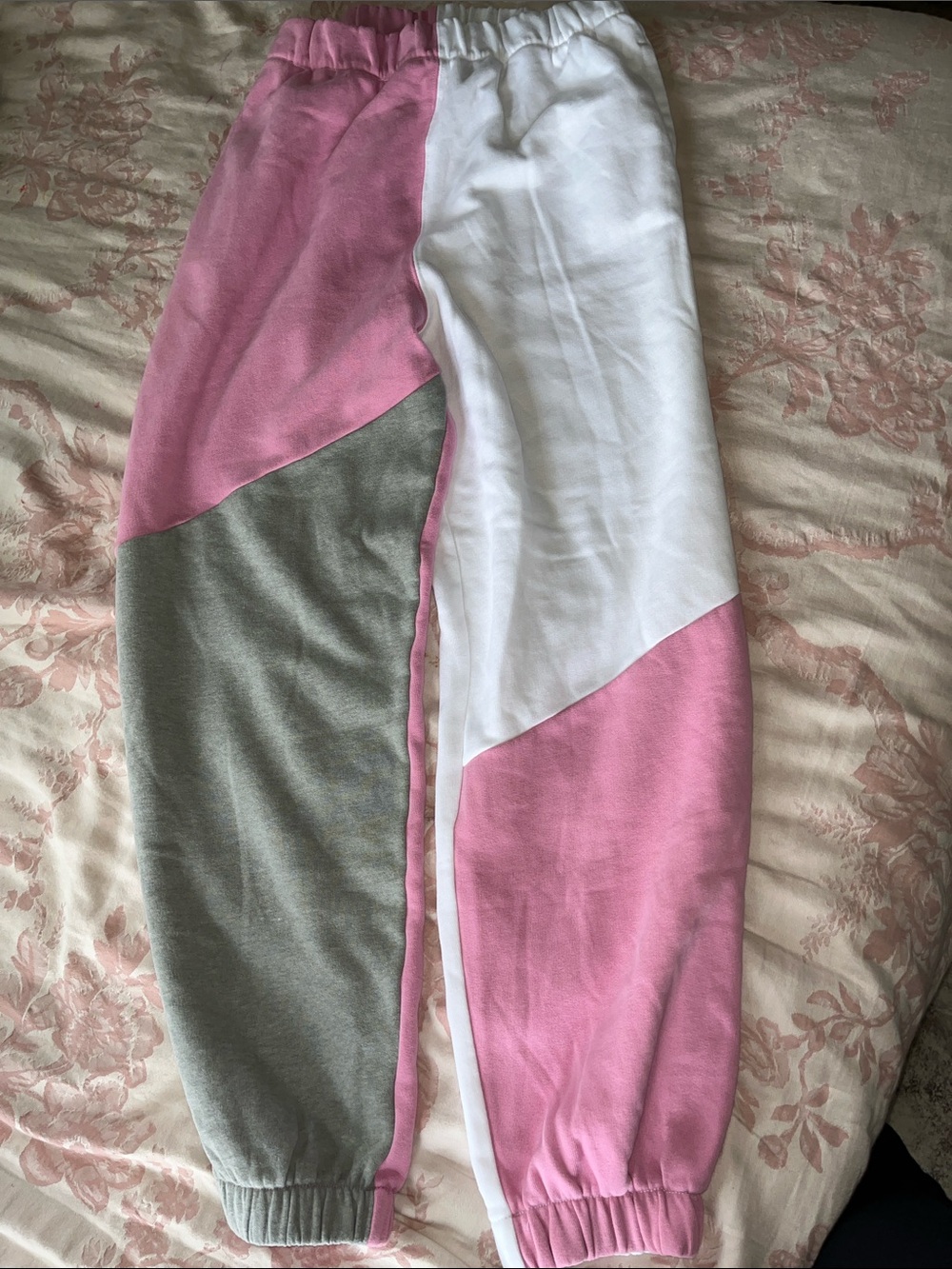 Hollister Pink, White & Gray Colorblock Joggers